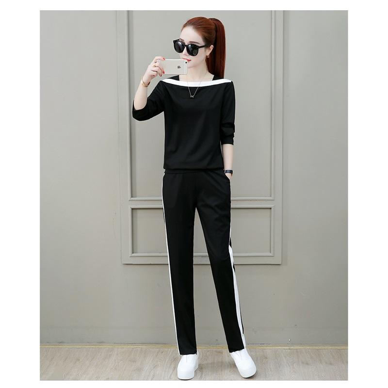 Women 2 Piece Tracksuit Set Color Block Long Sleeve Top Striped Jogger Pants Casual Sports Outfit