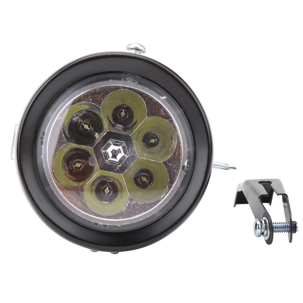 6 LED Vintage   Bike Front Light Headlight Flashlight Headlamp With Bracket Black