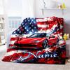 Patriotic Sports Car Home Blanket Customize Your Names Comfortable Soft Lightweight Allseason Multipurpose Blanket For Picnics Sofas Offices Beds