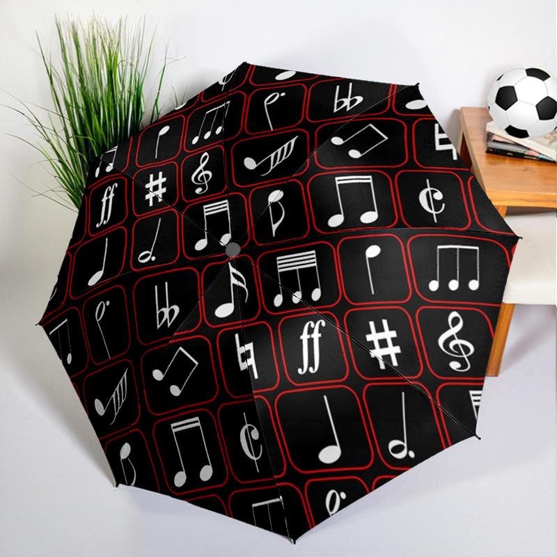 Bunter Musiknoten-Regenschirm, Automatisches Öffnen/Schließen, Stabiler Eisenrahmen & 8-Rippen-Struktur, Regenschirm für Damen & Herren, Weihnachtsgeschenke