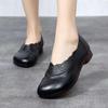 Soft leather single shoes women's 2025 spring and summer new mother soft sole retro comfortable feet wide fat flat bottom large size small leath