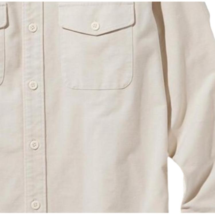 Uniqlo Solid Color Single-Breasted Pocket Design Pointed Collar Long Sleeve Shirt Men Shirts Off-White 464935-01