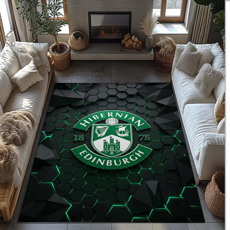Tappeto Morbido per Pavimento Antiscivolo Hibernian FC Calcio Calcio Modello Tappeto per Interni Tappetino Decorazione Sportiva per Camera da Letto
