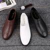 Summer Men Office Formal Shoes Slip On Loafers White Moccasins Male Wedding New Vintage Genuine Leather Luxe Mens Slip On Shoes