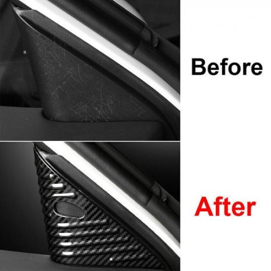 For Nissan Altima 2019-2024 Carbon Fiber Steel A Pillar Front Triangle Cover 2pc