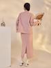 Autumn/Winter Double-Sided Wool Color Block Suit: Stand Collar Frog Button Top + Skirt Set (NX009)
