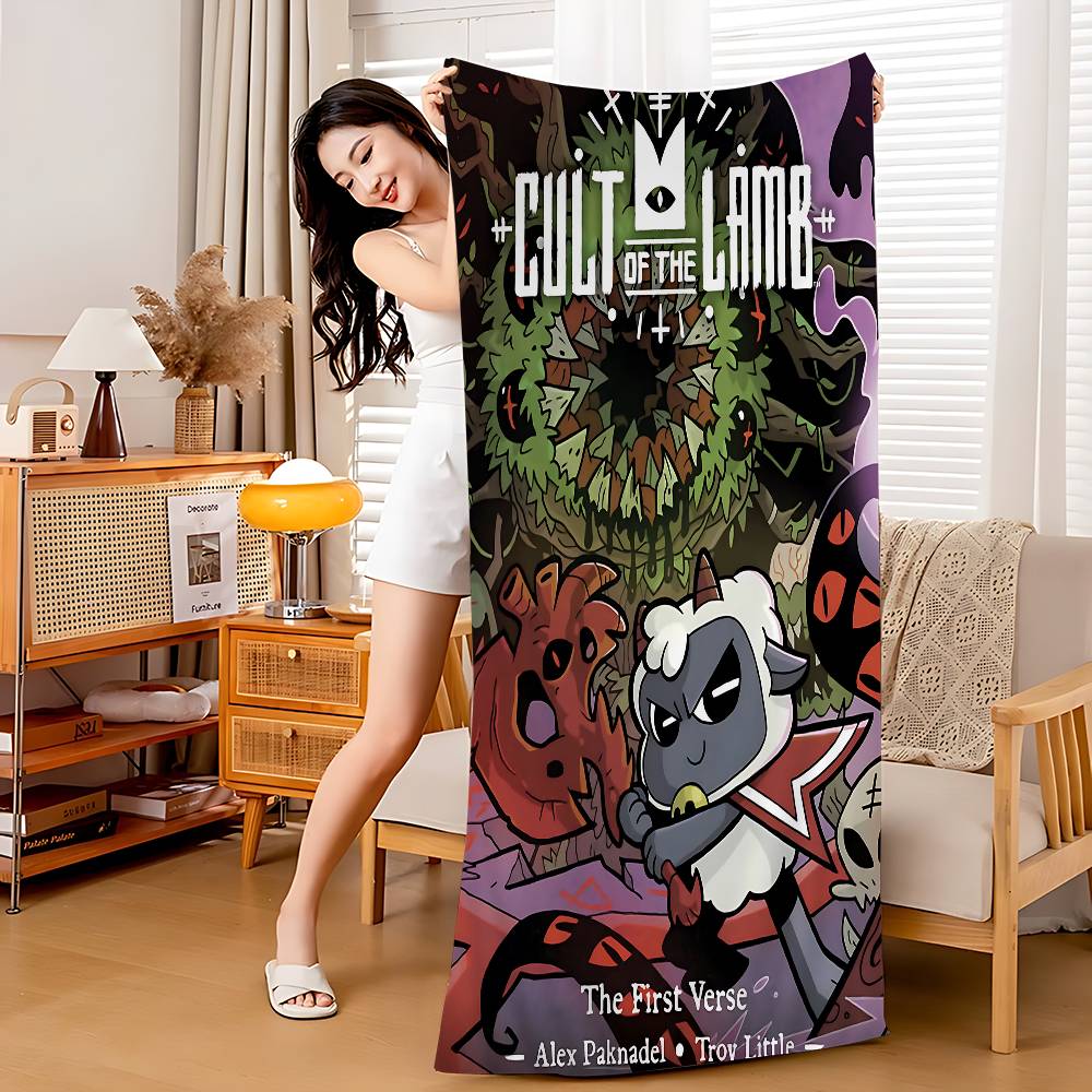 Game Cult Of The Lamb Microfiber Blanket Quick Drying Beach Towels Oversized Printing Super Absorbent Pool Towel Blanket