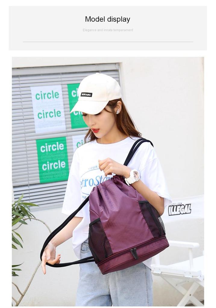 Wet & Dry Separation Waterproof Sports Drawstring Backpack with Double Shoulder Straps for Outdoor & Fitness Activities
