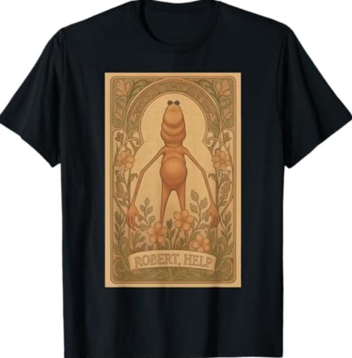 Винтажная футболка с мемом Маркус Червяк Роберт Помоги Nouveau Art Meme S разноцветный
