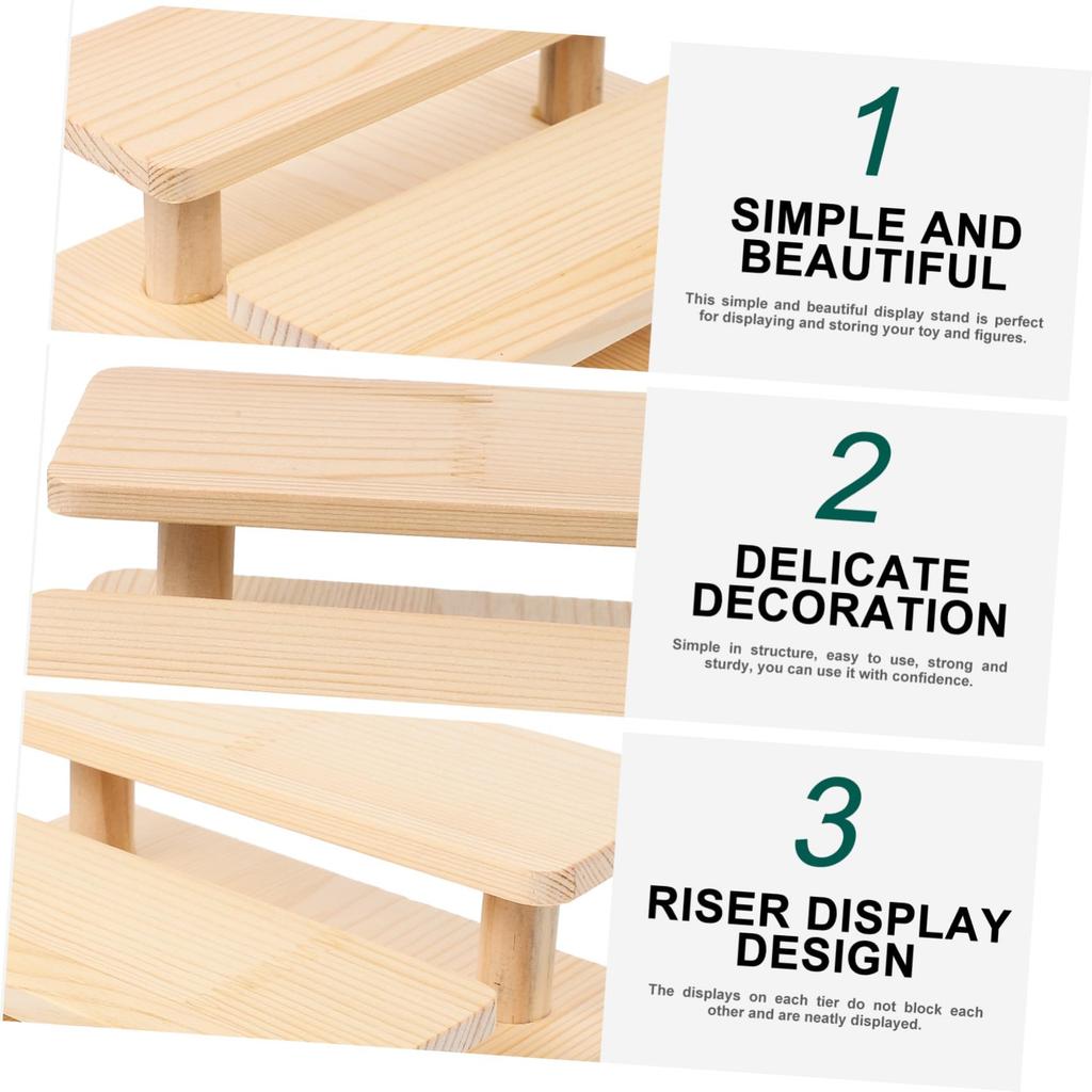 LEDMOMO Multi-Purpose Wooden Display Stand, Tiered, for Collectibles, Figures, Jewelry, Toy Models, and Cake Stands