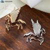 1PCS Rhinestones Alloy Horse With Wings Brooch Zodiac Pony Pins Women Men Clothing Accessory Suit Lapel Corsage New Year Gift