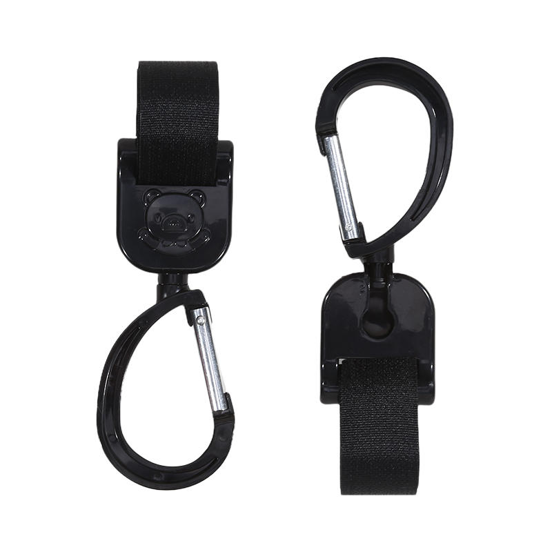 

Strong Baby Stroller Hooks 2 Pack No Scratch Durable Multi Use Hanger For Shopping Bags And Purses 2PCS чорний