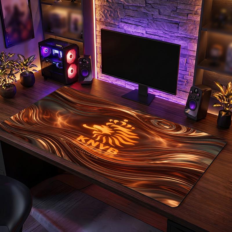 Nederland Voetbal Logo Muismat, Uitgebreide Antislip Rubberen Bureau Mat voor Gaming Kantoor Laptop Fan Cadeau