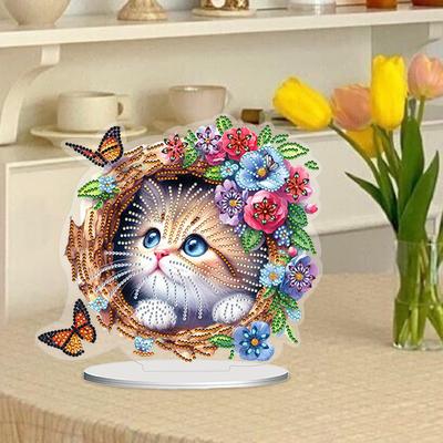 2D Flat DIY Table Top Diamond Painting Ornament Kits Double-Sided Printed Single-Side Drill Desktop Diamond Art Kits Table Decor