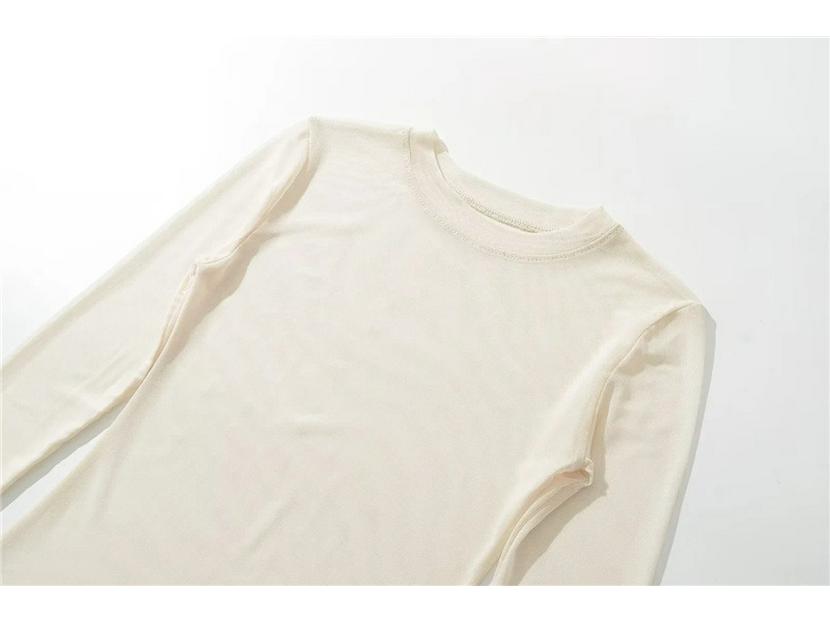 2024 Summer Mesh See-Through Round Neck Long Sleeve Bodysuit