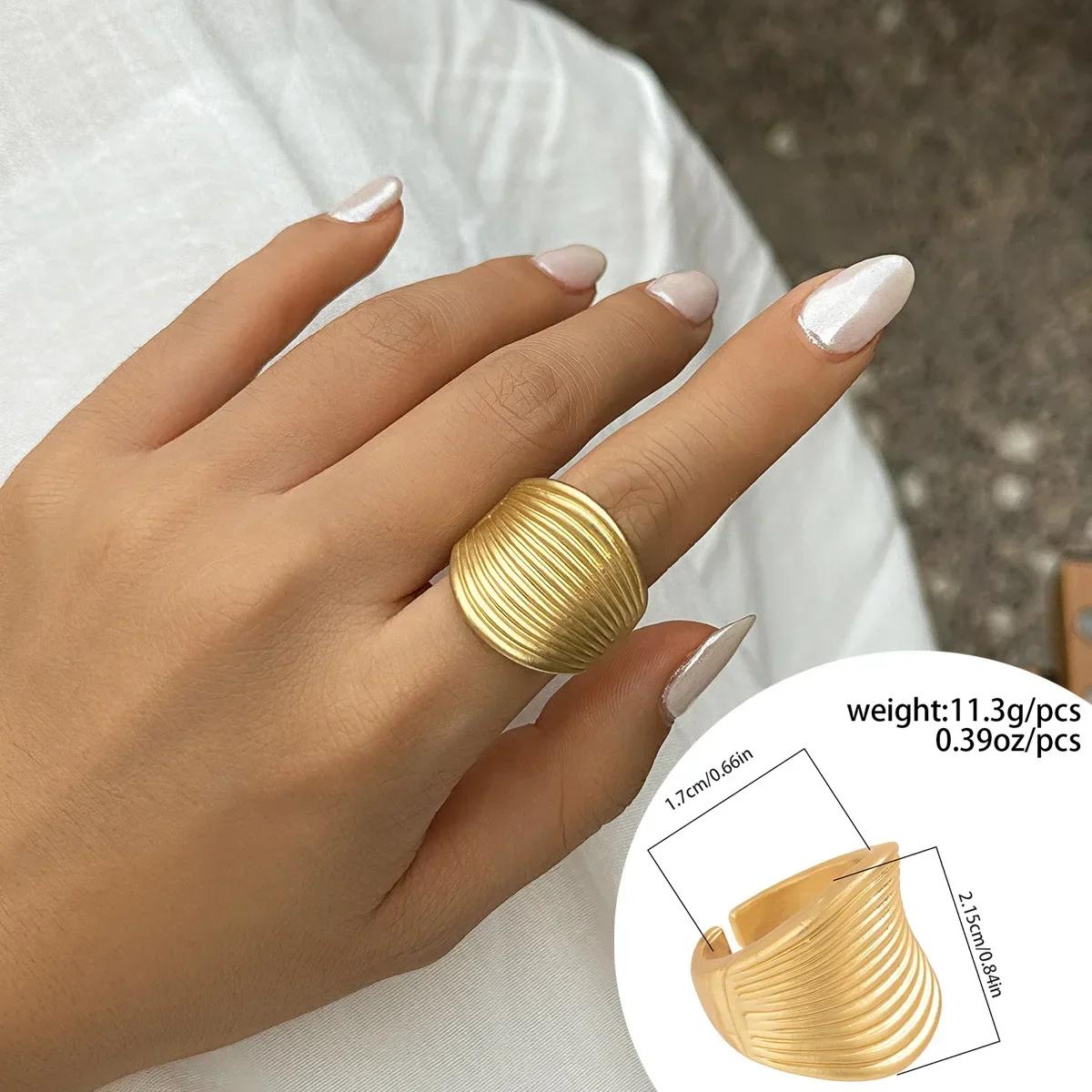 

Irregular Chunky Big Geometric Gold Silver Color Rings for Women Men Personality Elastic Rope Connection Finger Rings resizable