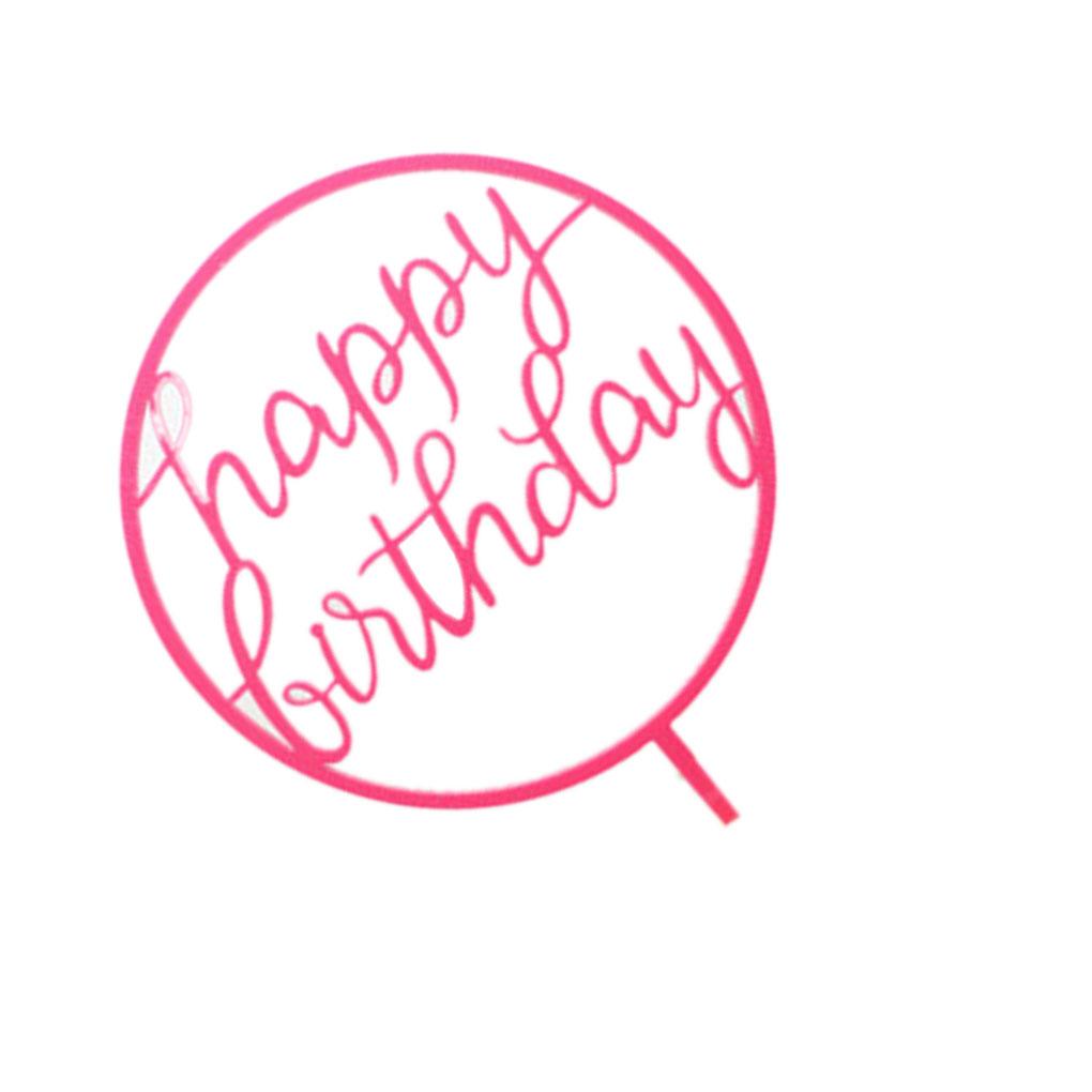 Round Cake Topper Wedding Birthday Party Gifts Dessert Insert Stick Kids Happy Birthday Decorative Topper