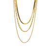 DIEYURO 316L Stainless Steel Gold Color 3 Chains Necklace For Women Punk Street Trend Rustproof Neck Jewelry Gift Bijoux