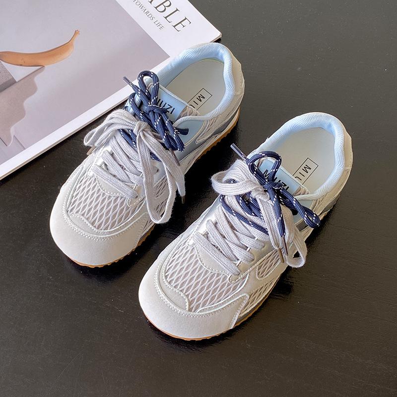 2025 summer new retro mesh breathable soft leather German training shoes women's versatile leisure sports flat Forrest Gump shoes women