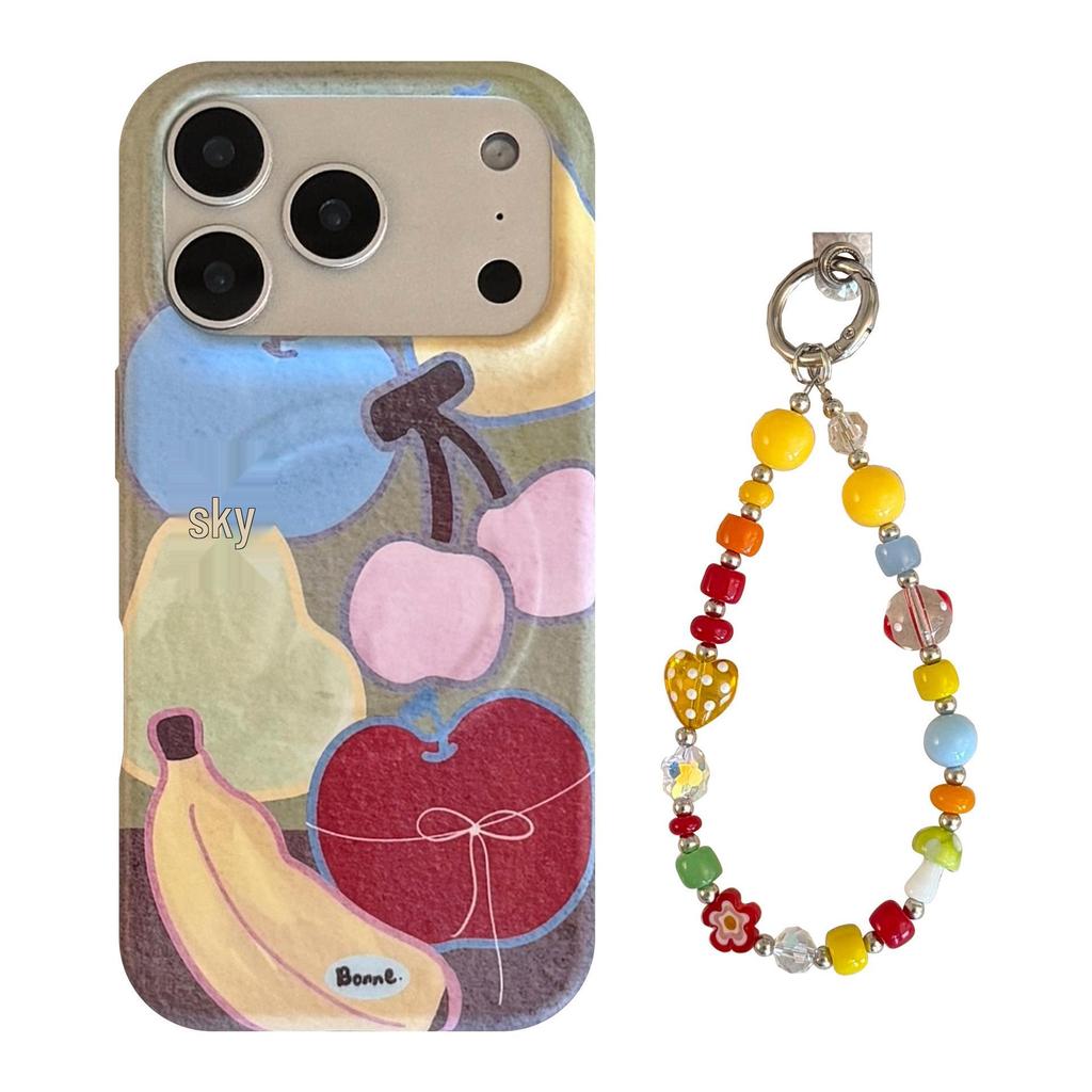 Colorful Fruit Graffiti iPhone 14/15/16/17ProMax Magnetic Stand Case for Women