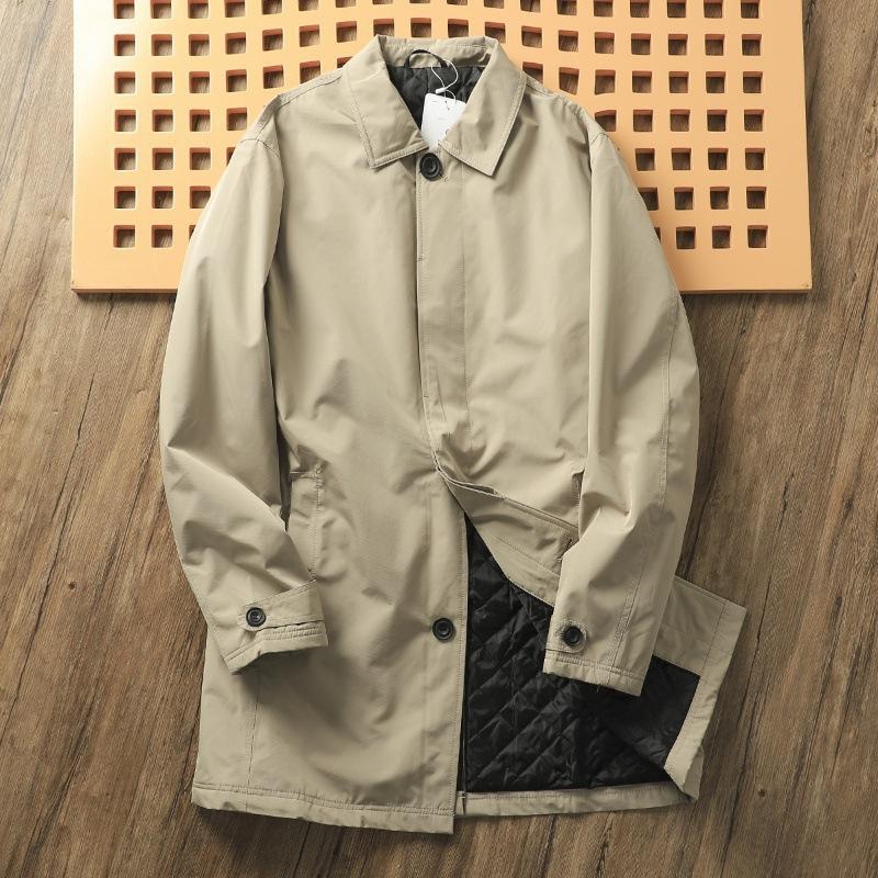 

Мужской элегантный ветрозащитный плащ Простая куртка Тепло Зима Средней длины Лацкан Тренч Застежка на пуговицы XXS хаки