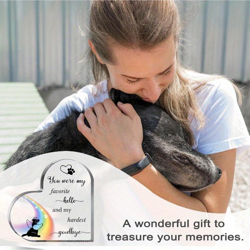 Dog Loss/Bereavement Gifts: Heart-Shaped Acrylic Memorial Sign – Dog Remembrance/Condolence Gift.