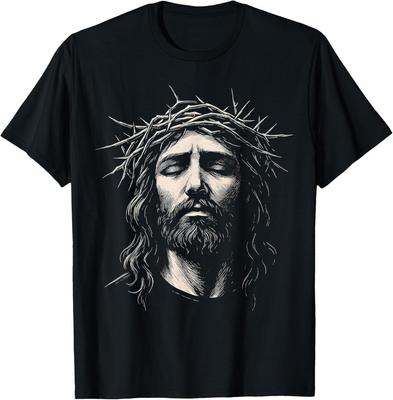 Jesus-T-Shirt mit christlichem Gesicht und Dornenkrone – ein Symbol für religiösen Glauben