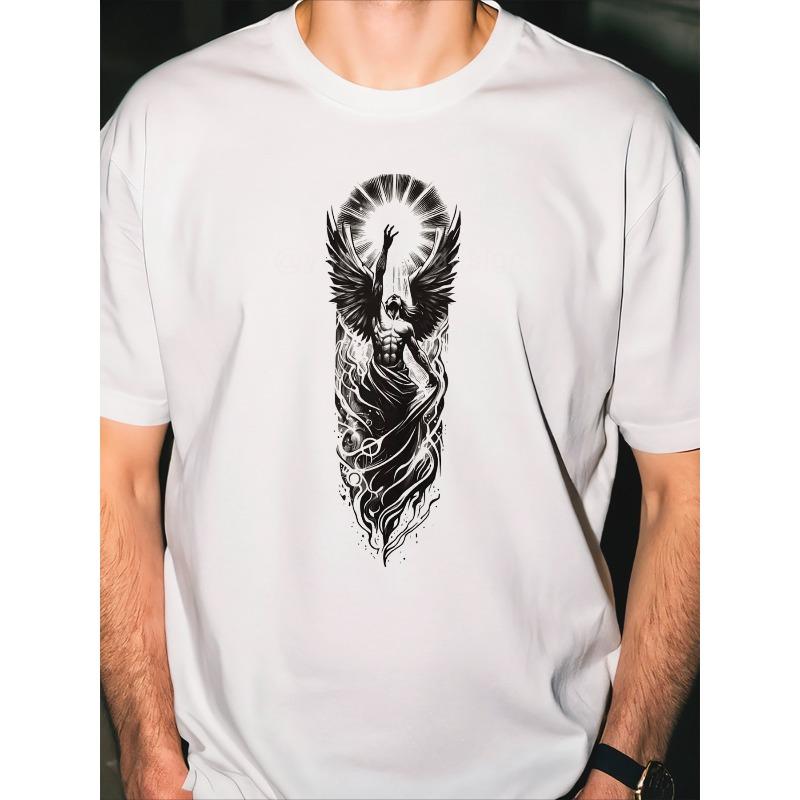 Design Designer Illustration Contemporary Style White T-Shirt Unique Print Casual Breathable - 100% Pure T-Shirt Regular Fit Classic Round Neck