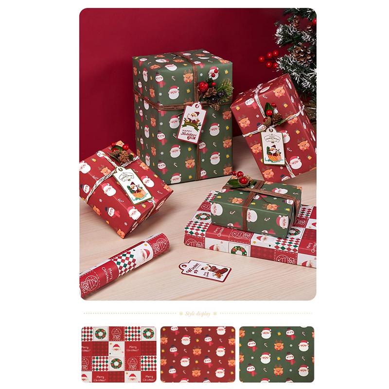5 Blatt 70*50Cm Weihnachtspapier Niedlicher Hirsch Weihnachtsmannkraft Geschenkverpackungspapier Für Geschenke Handgemachte Geschenke Verpackung
