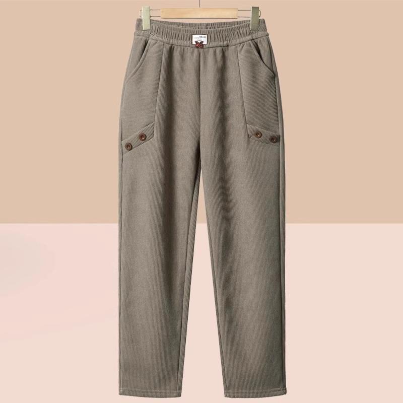 2024 New Style Plus Velvet Thick Slimming Harem Pants for Middle-Aged Women: Autumn/Winter Fashion