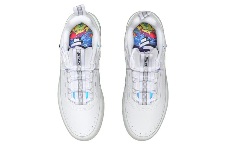 Li Ning CF Split Cow Leather, TPU Coverage Thermal Slip Resistant Low top Sports Casual Shoes Men's White Silver AGCP289-15