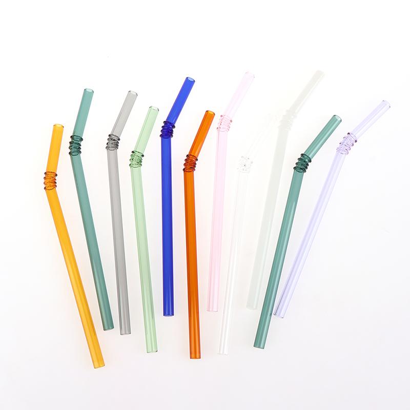 1Pc Reusable Glass Straws Colorful Drinking Straw Eco-Friendly High Borosilicate Glass Straw Party Favors Bar Drinkware