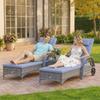 2 Seater Rattan Sun Lounger Set With Side Table Grey
