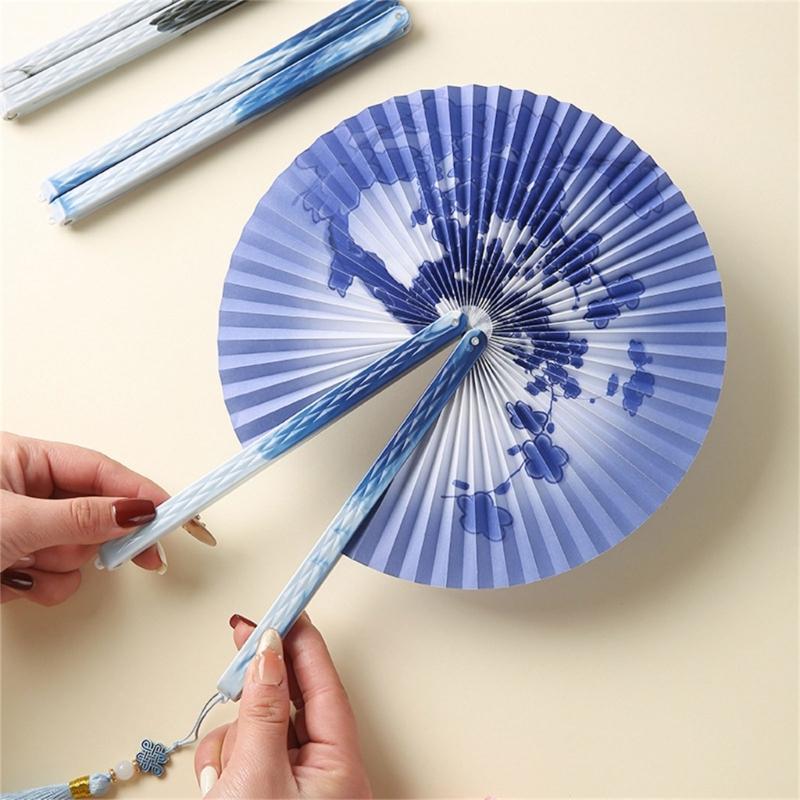 Round Magnetic Folding Hand Fan Compactly Coolings Fans For Outdoor Game Christmas Decorations Festival Performances