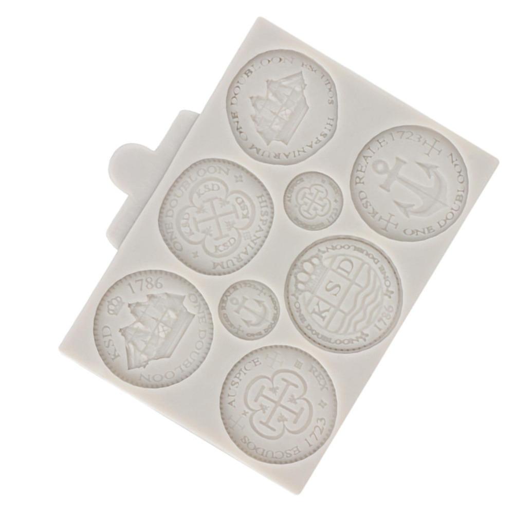Treasure Coins Silicone Moulds DIY Cupcake Topper Fondant Cake Decorating Tools Candy Clay Chocolate Gumpaste Moulds