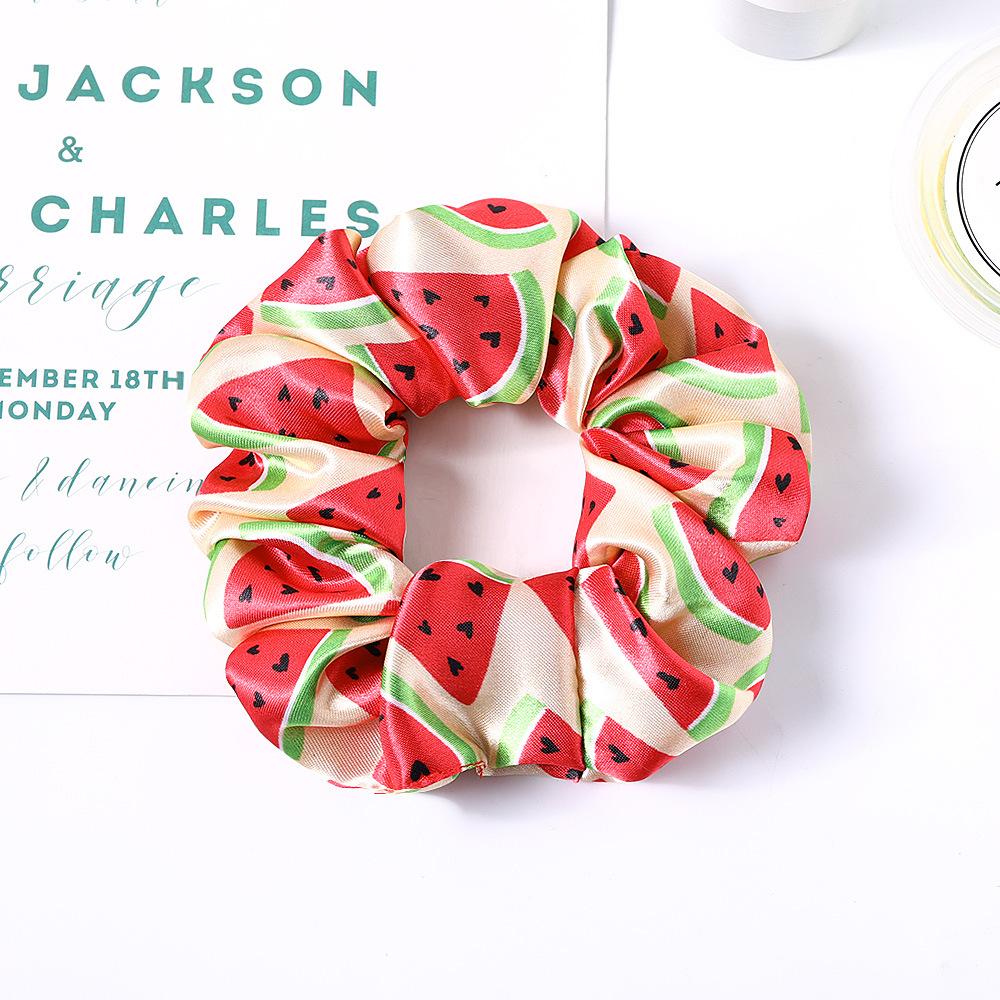 New Satin Printed Flower Floral Scrunchie Women Girls Elastic Hair Rubber Bands Accessories Tie Hair Ring Rope Holder Headdress