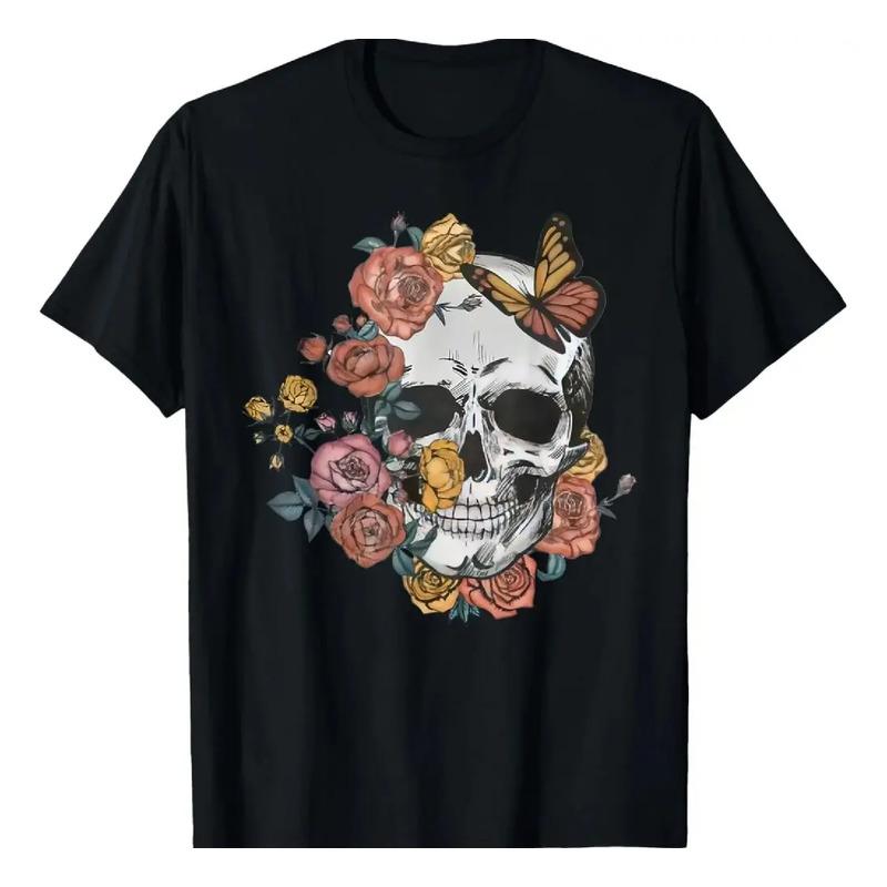 Camiseta Flower Skull Sugar Roses Para Mujer Y Ni?a, Hallowe S