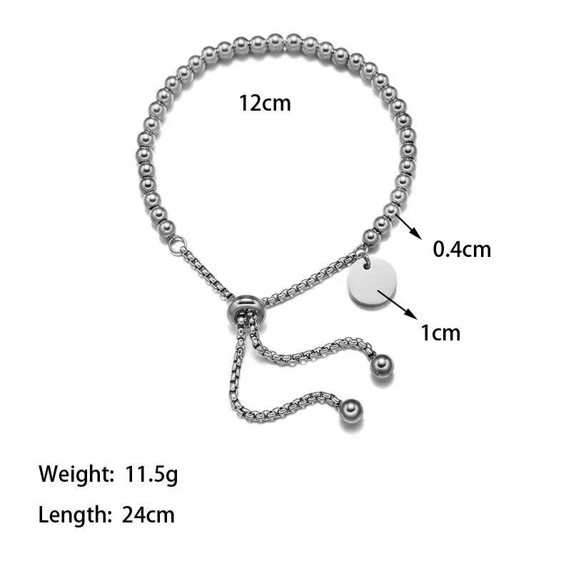 Korean Pull Adjustable Bracelets Women Dainty Rounded Beads Metal Chain Minimalist Gold Bangle Jewelry Waterproof ALN2601001610