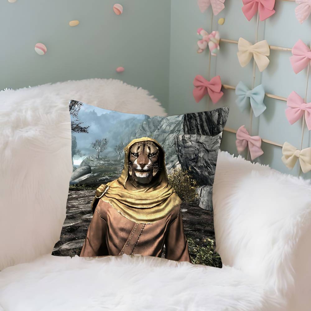 Hey Du Du Bist Endlich Wach Skyrim Kissenbezug Zierkissenbezug Nordisch Vintage Stil Kissenbezüge Haus Wohnzimmer Sofa Couch
