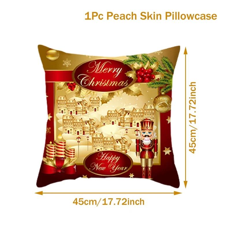 Christmas Cushion Cover Merry Christmas Decorations for Home 2026 Christmas Ornament Navidad Noel Xmas Gifts Happy New Year 2026