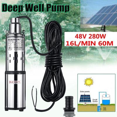 Bomba de Agua Solar 48/60V Bomba de Pozo Profundo Alto Caudal Bomba Sumergible de Tornillo DC Riego Jardín Hogar Agrícola 60m 200W
