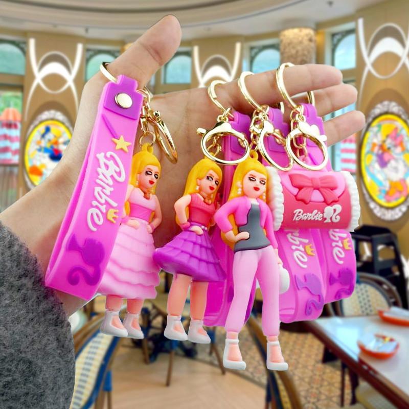 Charming Barbie Princess Rubber Keychain Cute Trendy Doll Key Accessory