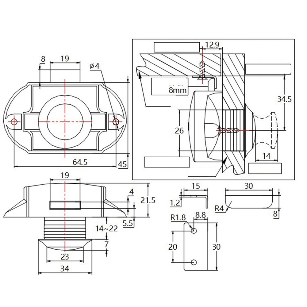 Push Button Lock Furniture Accessory Furniture Door Lock