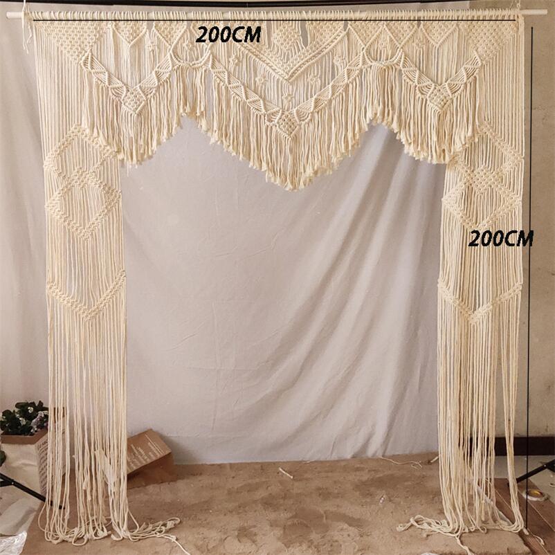 Handmade Cotton Macrame Wedding Backdrop Curtain Bohemia Tassel Art Wall Hanging Tapestry Headboard Wall Hanging 180*200cm