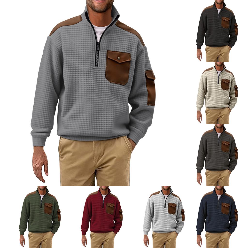 Herren Farbig Stehkragen Sweatshirt Herren Sport Große Größe Freizeit Sweatshirt