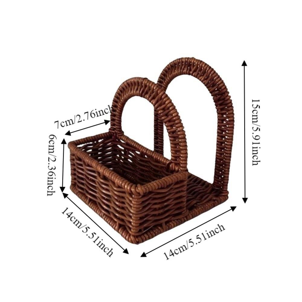 Decorative Imitation Rattan Napkin Holder Plastic Desktop Tissue Holder for Home
