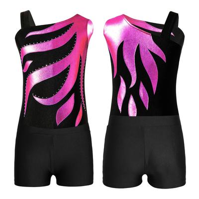 Ärmellose Gymnastik-Trikots für Mädchen mit Strass-Dekor und Shorts-Outfits