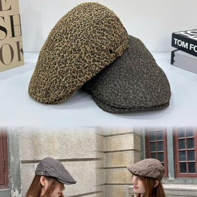 Rendez vieux et montrez votre visage, petit et décontracté, chapeau d'avant en denim à imprimé léopard personnalisé, été pour femmes à bord court, coquille rétro polyvalente