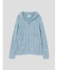Sand Sound (Unisex) Wool Blend Cable Knit Zip-Up Hoodie Sky Blue