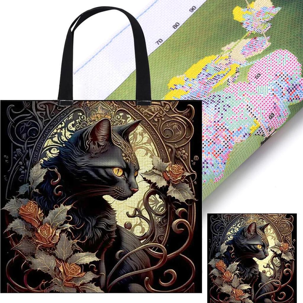 11CT Cat Peacock Owl Parrot Embroidery Kit Personalized Bag Cross Stitch Kit Canvas Bag DIY Sewing Project Bag for Beginners